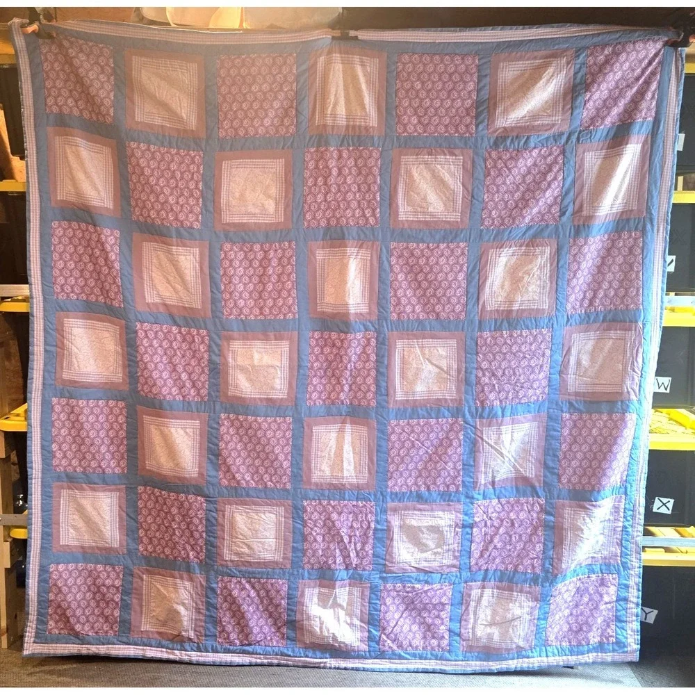 Vtg 80/90s Handmade Patchwork Quilt 80x80 Full Queen Country Cottagecore Floral